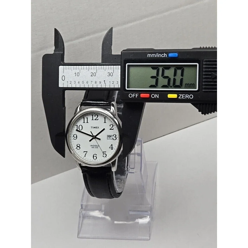 Timex Easy Reader Day Indiglo Silver Tone 35mm Quartz Watch New Battery WR 30M